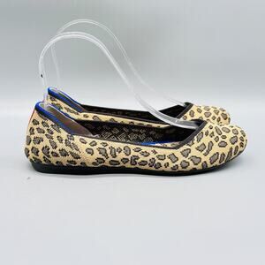 Rothys Shoes Womens 6 Beige Black Leopard Print Round Toe Ballet The Flat